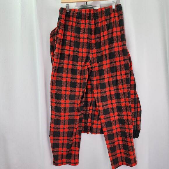 CUDDL DUDS JAMMIES Men's Med Pants ~ Large Top Buffalo Red Black Flannel Pajama - Picture 4 of 8